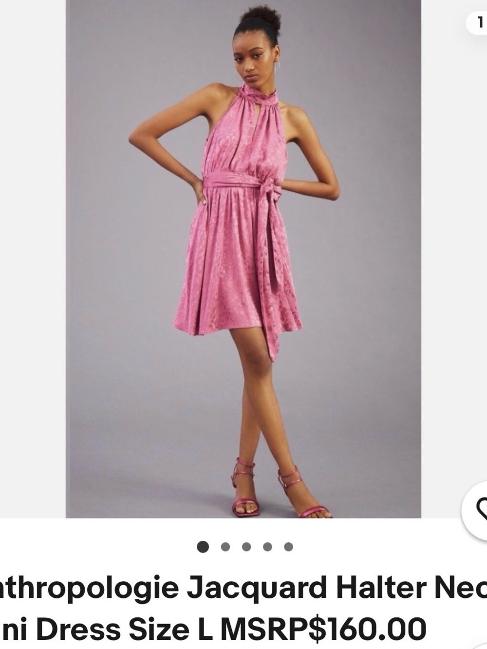 Anthropologie Pink Jacquard Halter Mini Dress